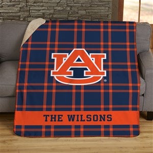 NCAA Plaid Auburn Tigers Personalized 60x80 Sherpa Blanket