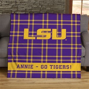 NCAA Plaid Louisiana State University Personalized 60x80 Plush Fleece Blanket