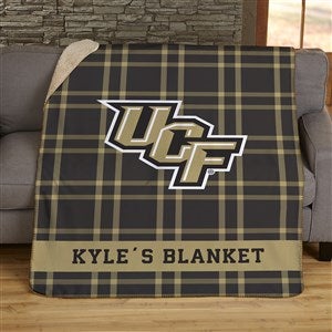 NCAA Plaid UCF Knights Personalized 50x60 Sherpa Blanket