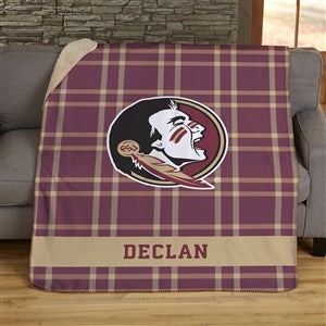 NCAA Plaid FSU Seminoles Personalized 60x80 Sherpa Blanket