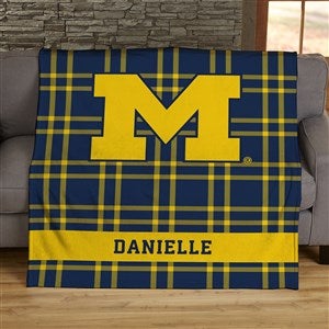 NCAA Plaid Michigan Wolverines Personalized Blankets