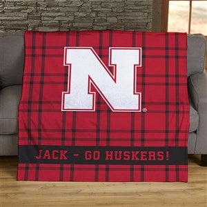 NCAA Plaid Nebraska Cornhuskers Personalized 60x80 Plush Fleece Blanket