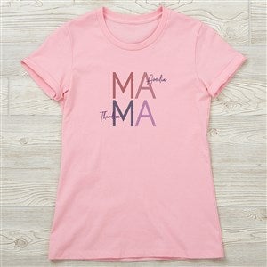 Stacked Mama Personalized Ladies Fitted T-Shirt - Next Level - Ladies Fitted Large - Light Pink