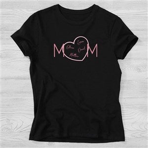 Mom Heart Personalized Ladies Fitted T-shirts - Ladies Small - White