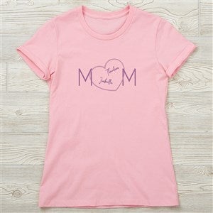 Mom Heart Personalized Ladies T-shirts - Next Level - Ladies Fitted X-Large - Navy