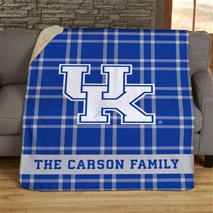 NCAA Plaid Kentucky Wildcats Personalized 50x60 Sherpa Blanket