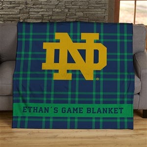 NCAA Plaid Notre Dame Fighting Irish Personalized 60x80 Plush Fleece Blanket