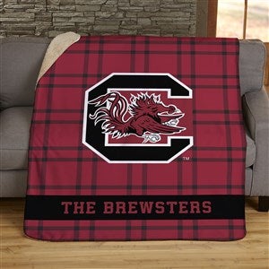 NCAA Plaid South Carolina Gamecocks Personalized 60x80 Sherpa Blanket