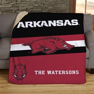 NCAA Stripe Arkansas Razorbacks Personalized 60x80 Sherpa Blanket