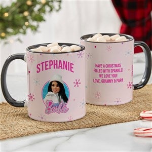 Merry & Bright Barbie Personalized Coffee Mug - Black