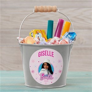 Merry & Bright Barbie Personalized Treat Buckets - Silver