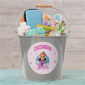 Merry & Bright Barbie Personalized Large Treat Buckets - Silver