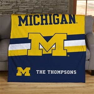 NCAA Stripe Michigan Wolverines Personalized Blankets