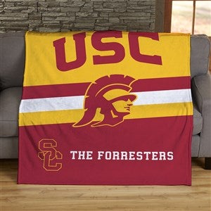 NCAA Stripe USC Trojans Personalized 50x60 Plush Fleece Blanket