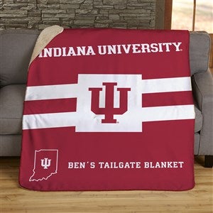 NCAA Stripe Indianna Hoosiers Personalized 50x60 Sherpa Blanket