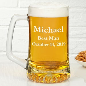 Personalized Glass Beer Mug In Wedding Party Designs