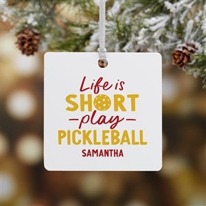 Pickleball Personalized Square Metal Ornament