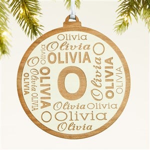 Christmas Repeating Name Personalized Wood Ornament - White