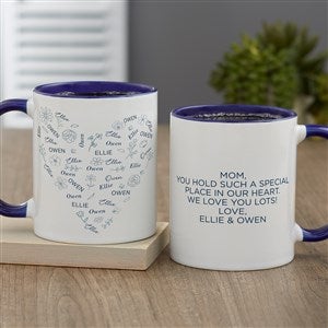 Blooming Heart Personalized Coffee Mug - Blue