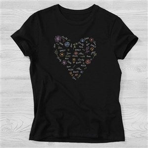 Blooming Heart Personalized Ladies Fitted T-shirts  - Ladies Large - Black