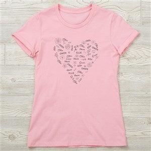 Blooming Heart Personalized Ladies Fitted T-shirts - Next Level - Ladies Fitted X-Large - Light Pink