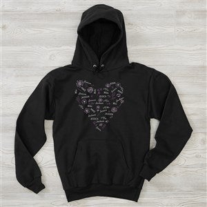 Blooming Heart Personalized Ladies Hooded Sweatshirt  - Adult Large - Black