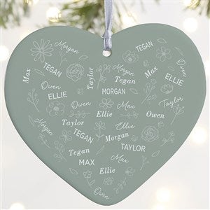 Blooming Heart Personalized Heart Ornament- 4 Matte - 1 Sided