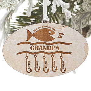 Hooked On You Red Personalized Whitewash Wood Ornament