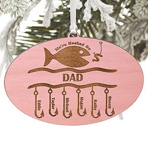 Hooked On You Personalized Pink Wood Ornament