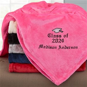 The Graduate Embroidered Fleece Blanket - 50x60 Pink