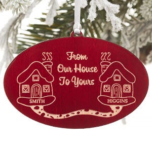 From Our House To Yours Red Wood Ornament