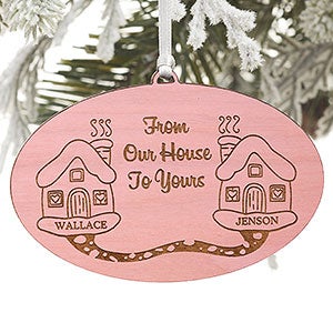 From Our House To Yours Pink Wood Ornament