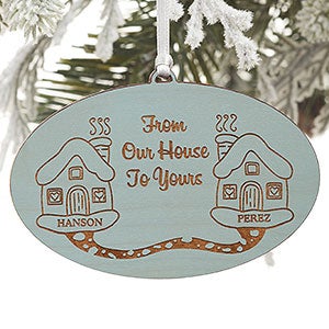 From Our House To Yours Blue Wood Ornament