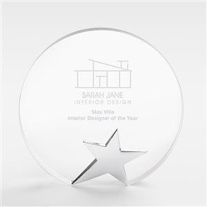 Corporate Logo Recogniton Round Star Glass Award  - 47169