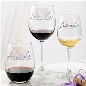 Friends Are The Family We Choose Photo Personalized Wine Glasses  - 47404