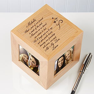 Engraved Friendship Wood Photo Cube Picture Frames - 4741