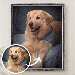 Cartoon Your Pet Black Barnwood Framed Wall Art - 14x18