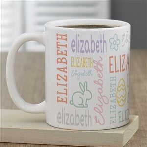 Easter Repeating Name Personalized Coffee Mugs - White