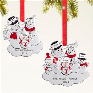 Snowman Family Personalized Metal Ornament - 47485