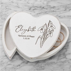 Birth Month Flower Engraved Heart Jewelry Box - White - 47499