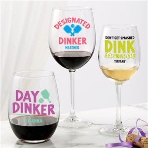 Pickleball Personalized Wine Glasses - 47513