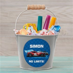 Hot Wheels Personalized Metal Treat Bucket - Silver