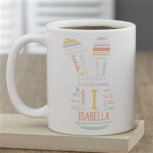 Easter Bunny Repeating Name Personalized Coffee Mugs - White