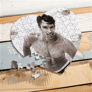 Flirtatious Love Personalized Mini Heart Photo Puzzle