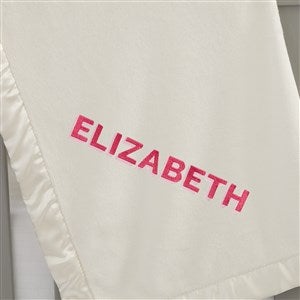 Shadow Name Embroidered Ivory Satin Trim Baby Blanket