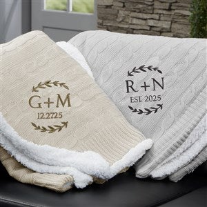 Wedding Initials Personalized Knit Throw Blanket - 47823