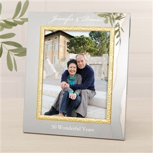 Personalized Silver & Gold Anniversary Hammered Picture Frame - 8x10