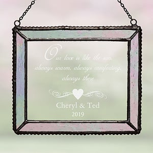 Engraved Iridescent Glass Suncatcher - Romantic Couples Design