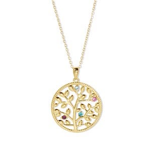 Custom Family Tree Birthstone Necklace - 4 Stones