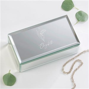 Birth Month Flower Engraved Glass Jewelry Box - Small